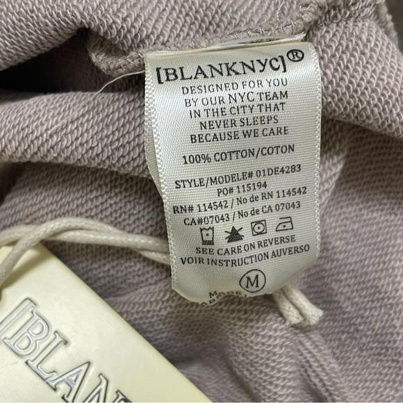 BLANK NYC Strong Shoulder Cropped Sweatshirt V-neck Taupe Cotton Sz M NWT - Picture 8 of 9